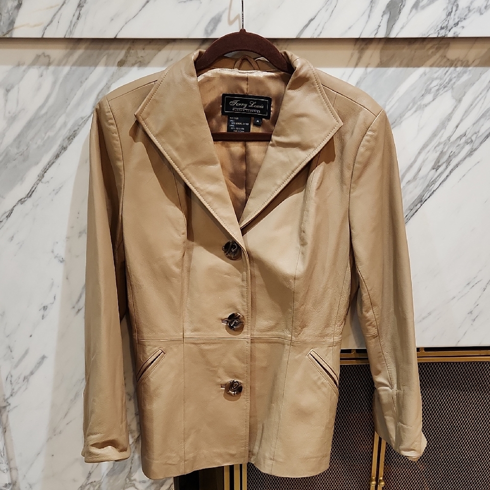 Tan Leather Jacket by Terry Lewis Claasic Luxuries